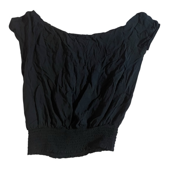 Guess Black Ruched Cap Sleeve Blouse - Picture 4 of 7